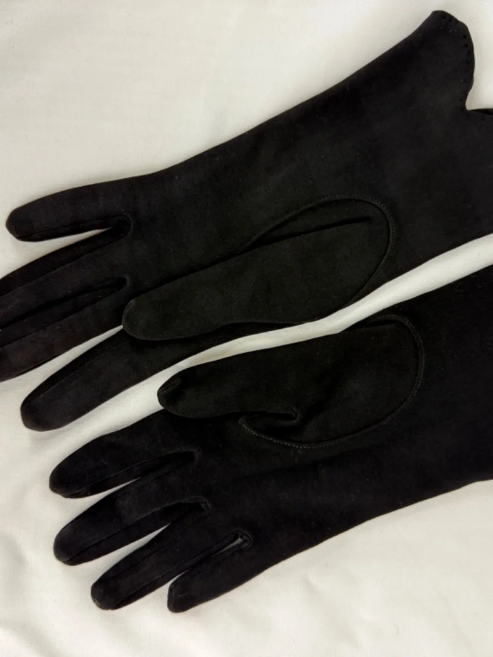 Vintage Dawnelle Black Gloves 6 Rhinestone Beaded J or Cane Cotton Double Weave